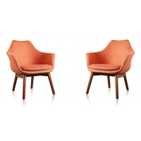 Manhattan Comfort 2-AC026-OR Cronkite Orange and Walnut Twill Accent Chair (Set of 2)